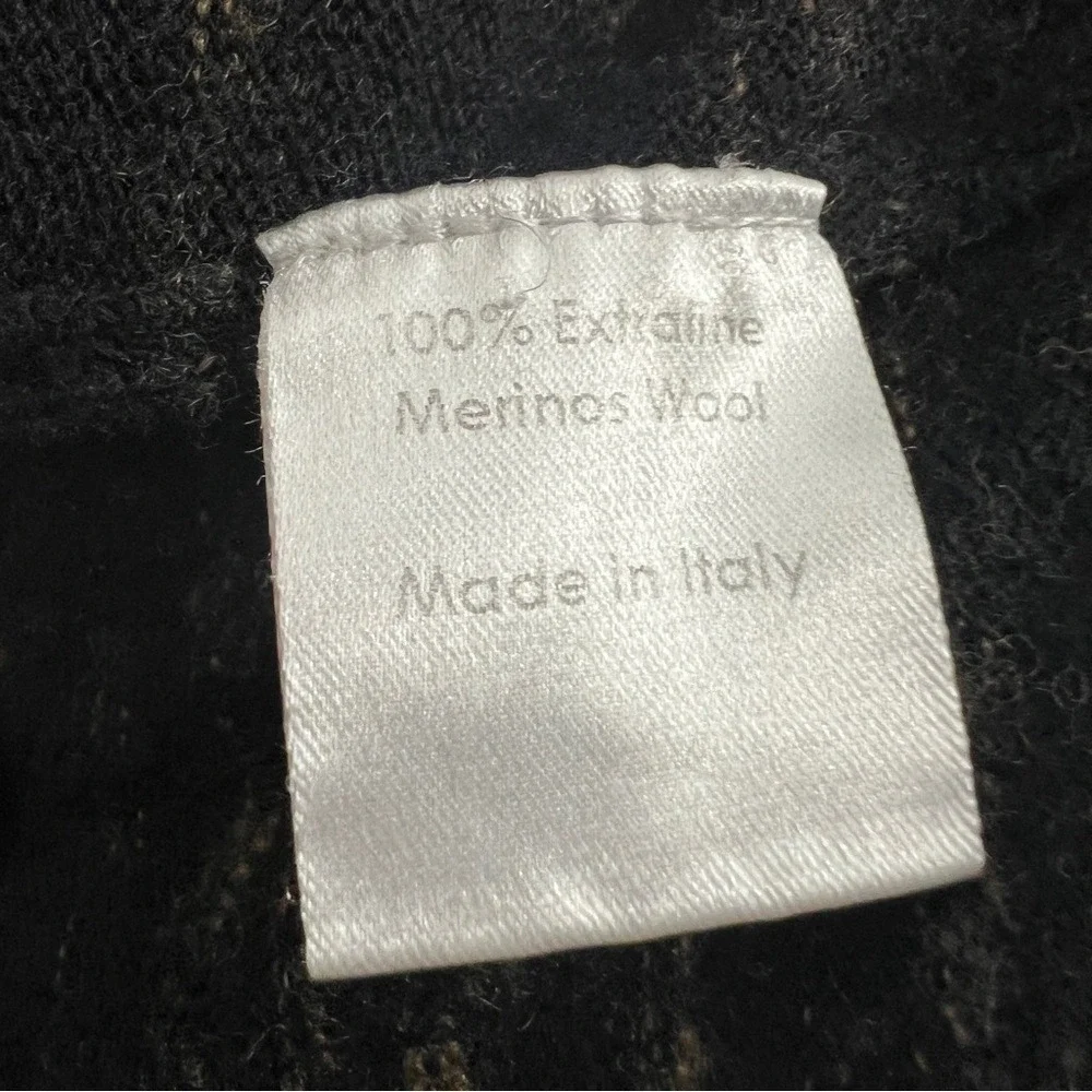 Billy Reid Crewneck Merino Wool Pullover Sweater XL, Black and Tan Melange‎